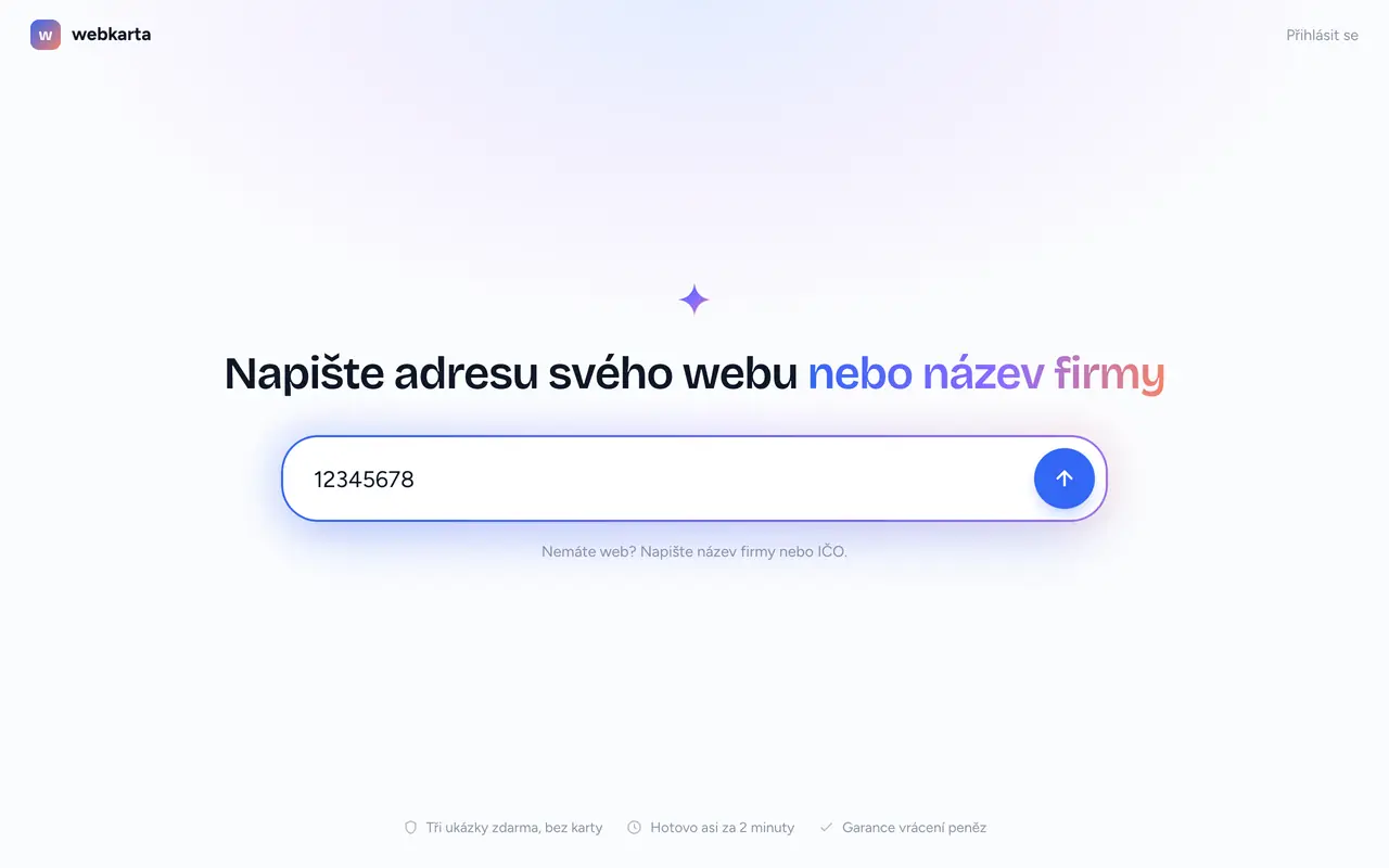 Napište IČO, název nebo adresu webu