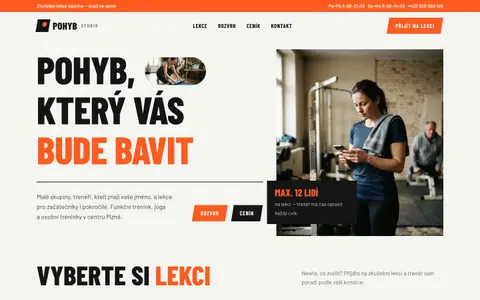 Ukázkový web: Studio Pohyb na počítači