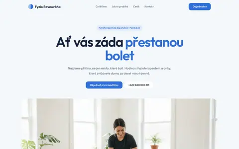 Ukázkový web: Fyzio Rovnováha na počítači