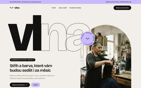 Ukázkový web: Salon Vlna na počítači