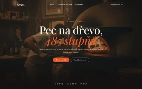 Ukázkový web: Pizzerie Forno na počítači