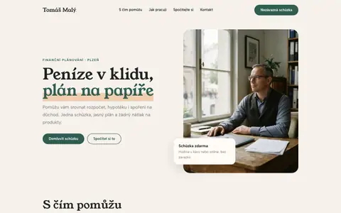 Ukázkový web: Tomáš Malý na počítači