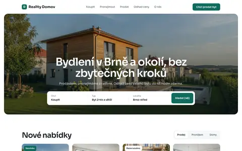 Ukázkový web: Reality Domov na počítači
