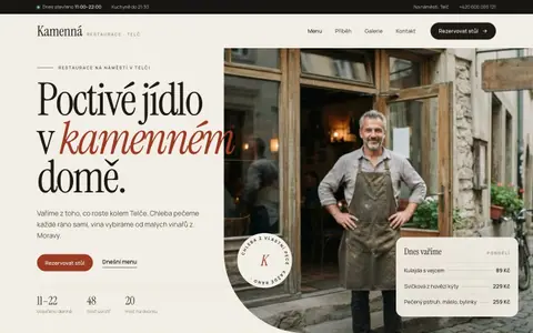 Ukázkový web: Restaurace Kamenná na počítači