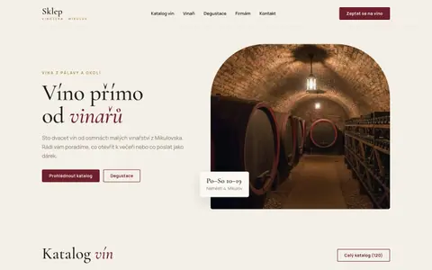 Ukázkový web: Vinotéka Sklep na počítači